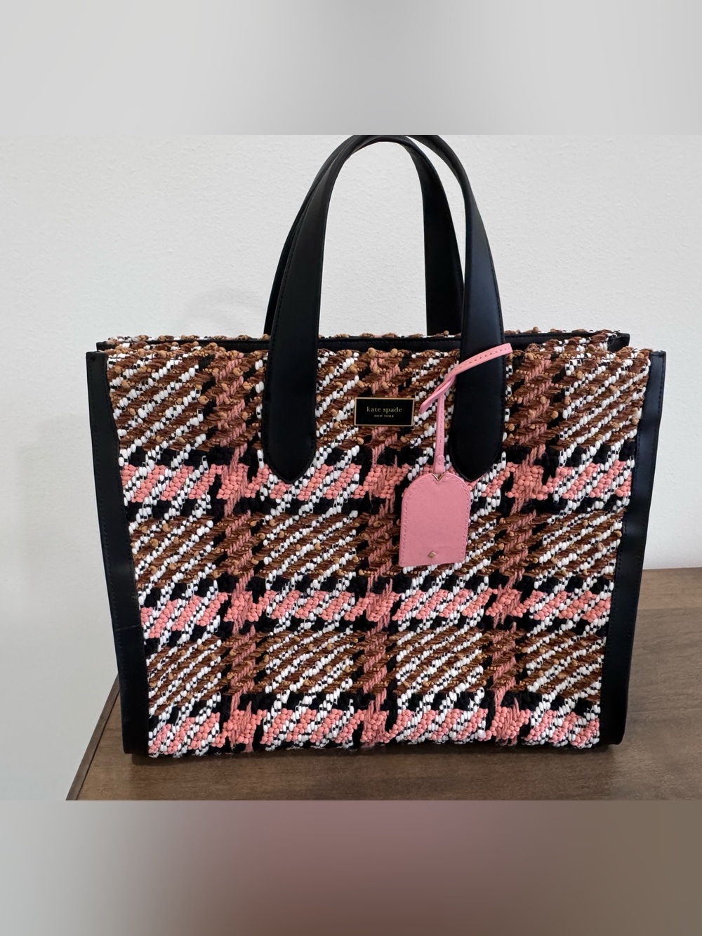 kate spade Pink & Brown Woven Tote Bag